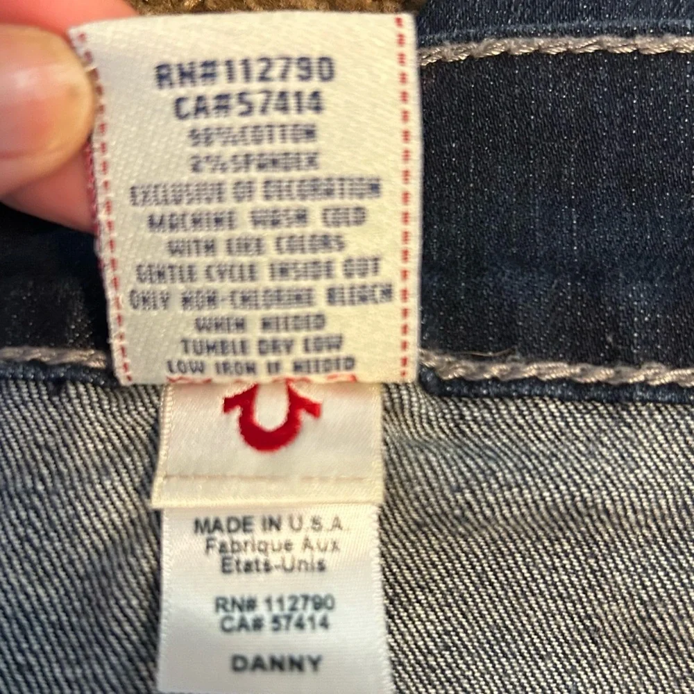 True Religion Danny Section Jeans Mens‎ 36 Dark Wash Straight Leg Made in USA